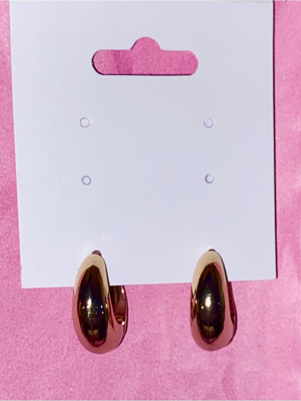 Gold tone small chunky huggie hoop earrings